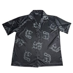 Vintage‎ Pop Icon Button Up Chinese Dragons AOP Rave Club Camp Shirt USA Size XL